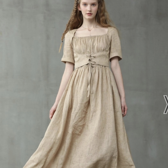 Linennaive Dresses & Skirts - Elizabeth 30 | Nude Linen Corset Dress
